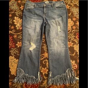 William Rast Crop Flare Distressed Jeans sz 18